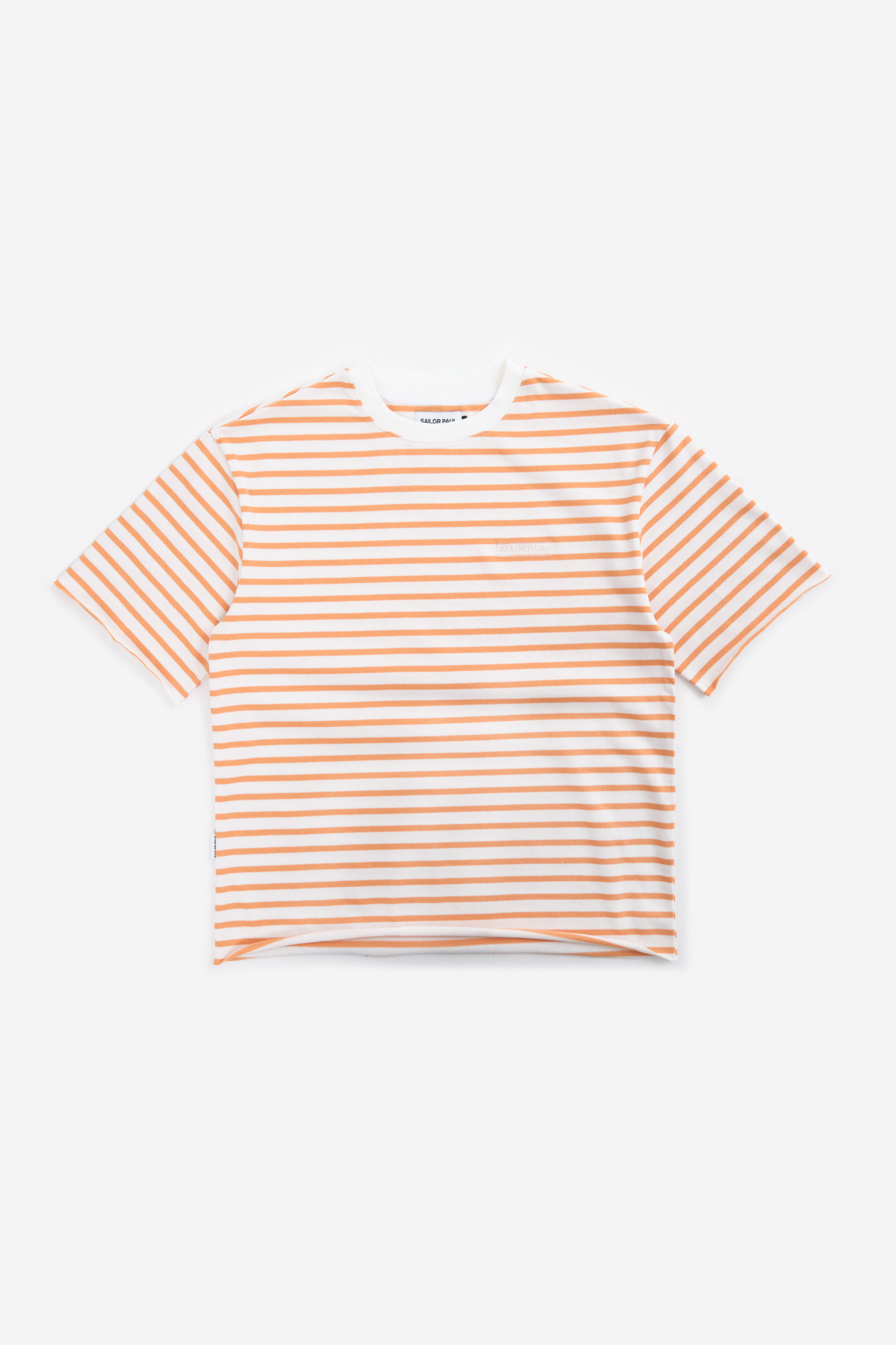 Футболка Sailor Paul  Stripe Text Logo Label Tee оранжевая полоска