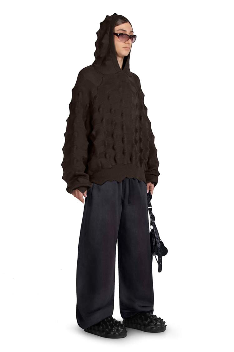 MADFRENZY Spiked Knit Hoodie Brown — купить с доставкой и живьем в 