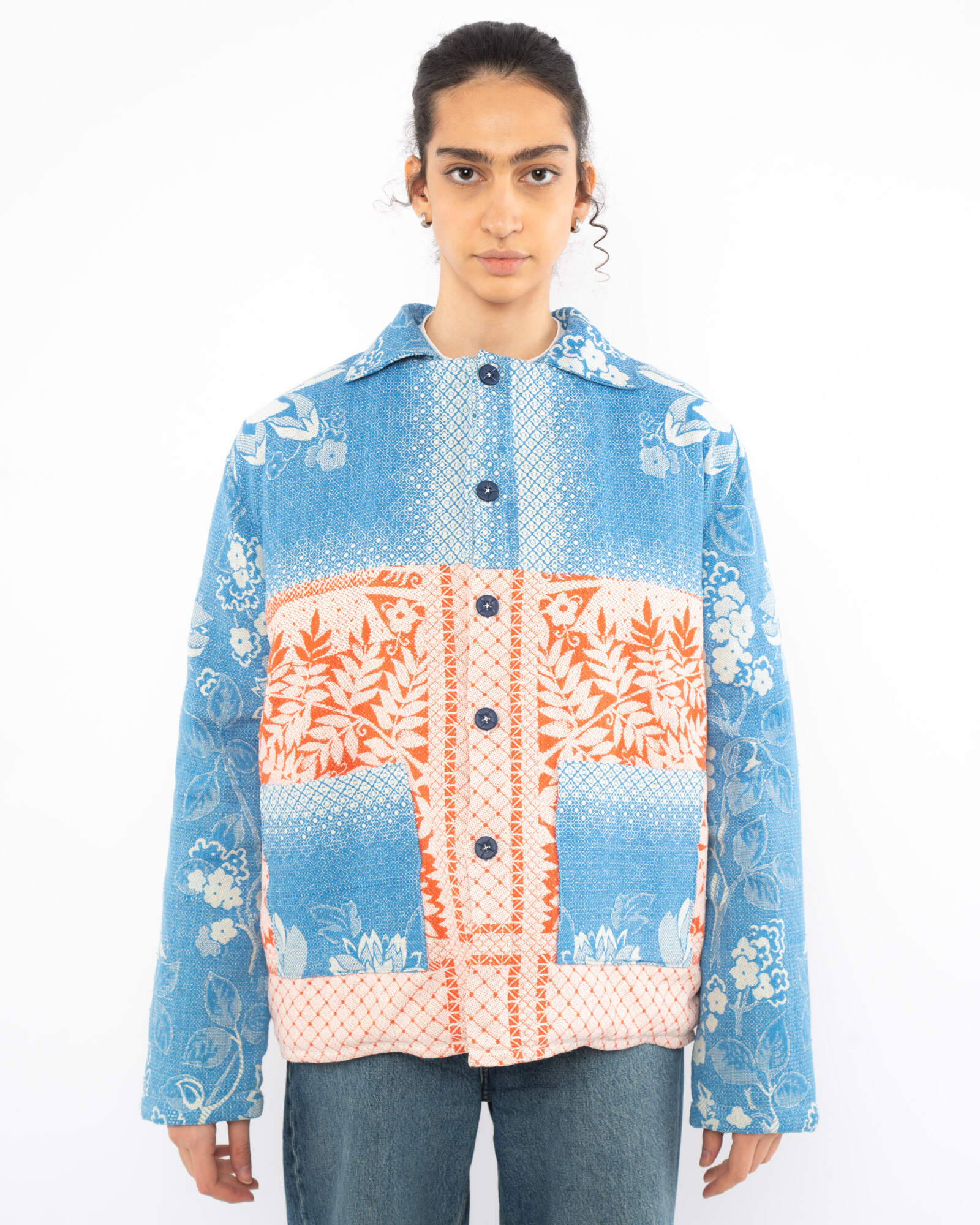 SOEURS Синяя с Красным Утепленная Куртка/Blue Plus Red Padded Jacket SOEURS Синяя с Красным Утепленная Куртка/Blue Plus Red Padded Jacket