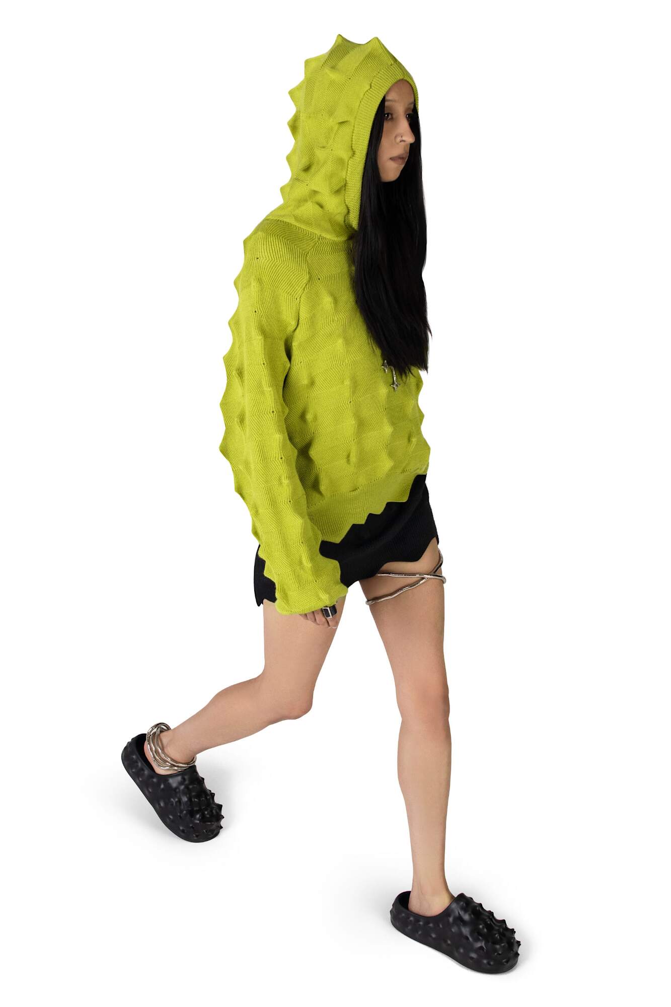MADFRENZY Spiked Knit Hoodie Lime — купить с доставкой и живьем в 