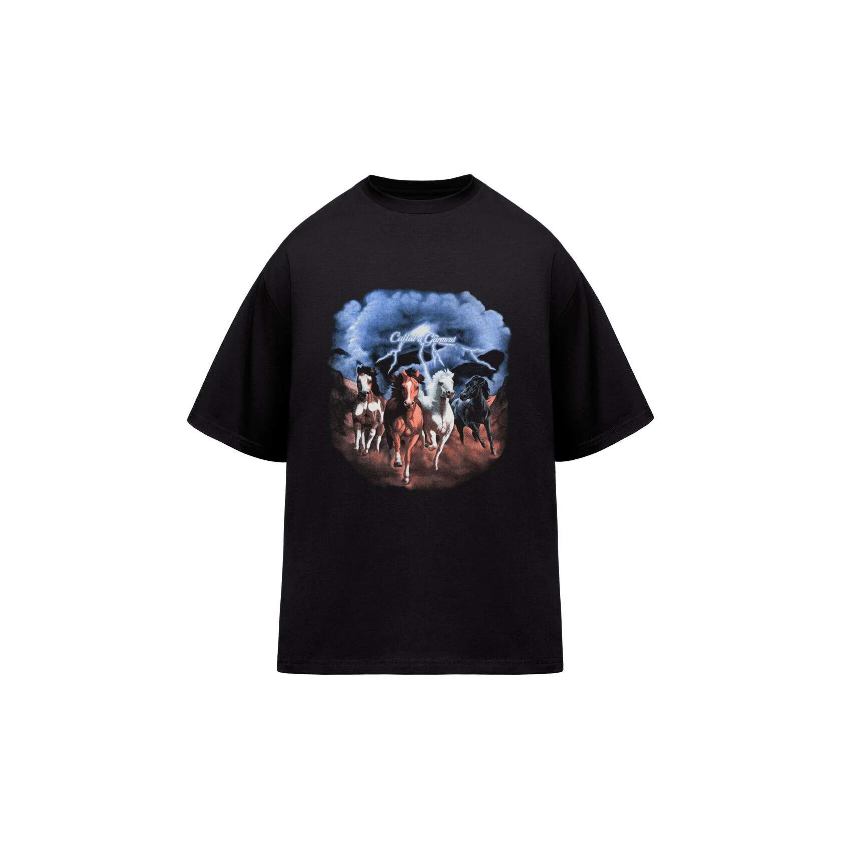 Футболка Horses Peach effect t-shirt, унисекс, черный