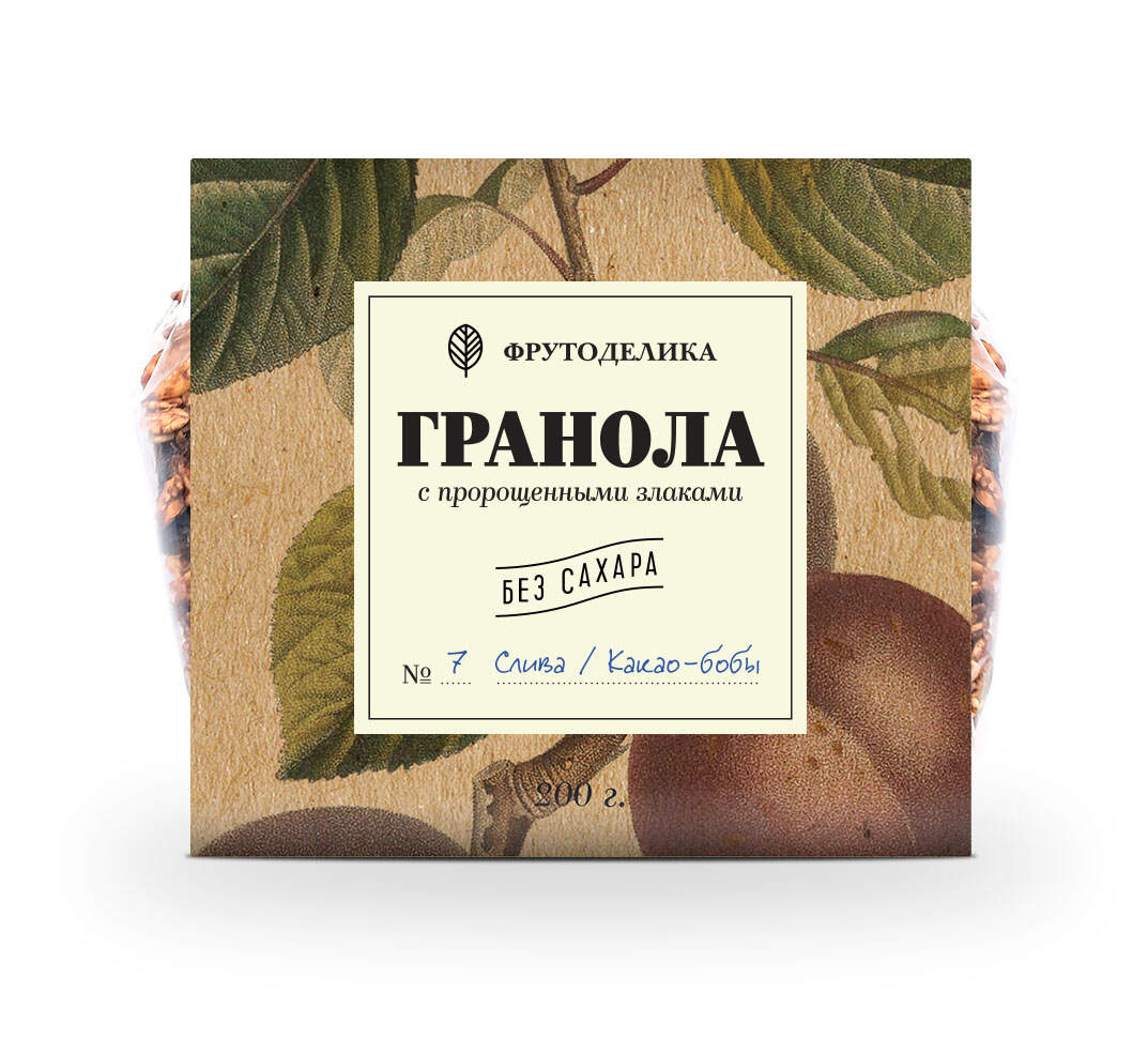 Гранола "Фрутоделика" No7 Слива / Какао-бобы, 200 г. Гранола "Фрутоделика" No7 Слива / Какао-бобы, 200 г.