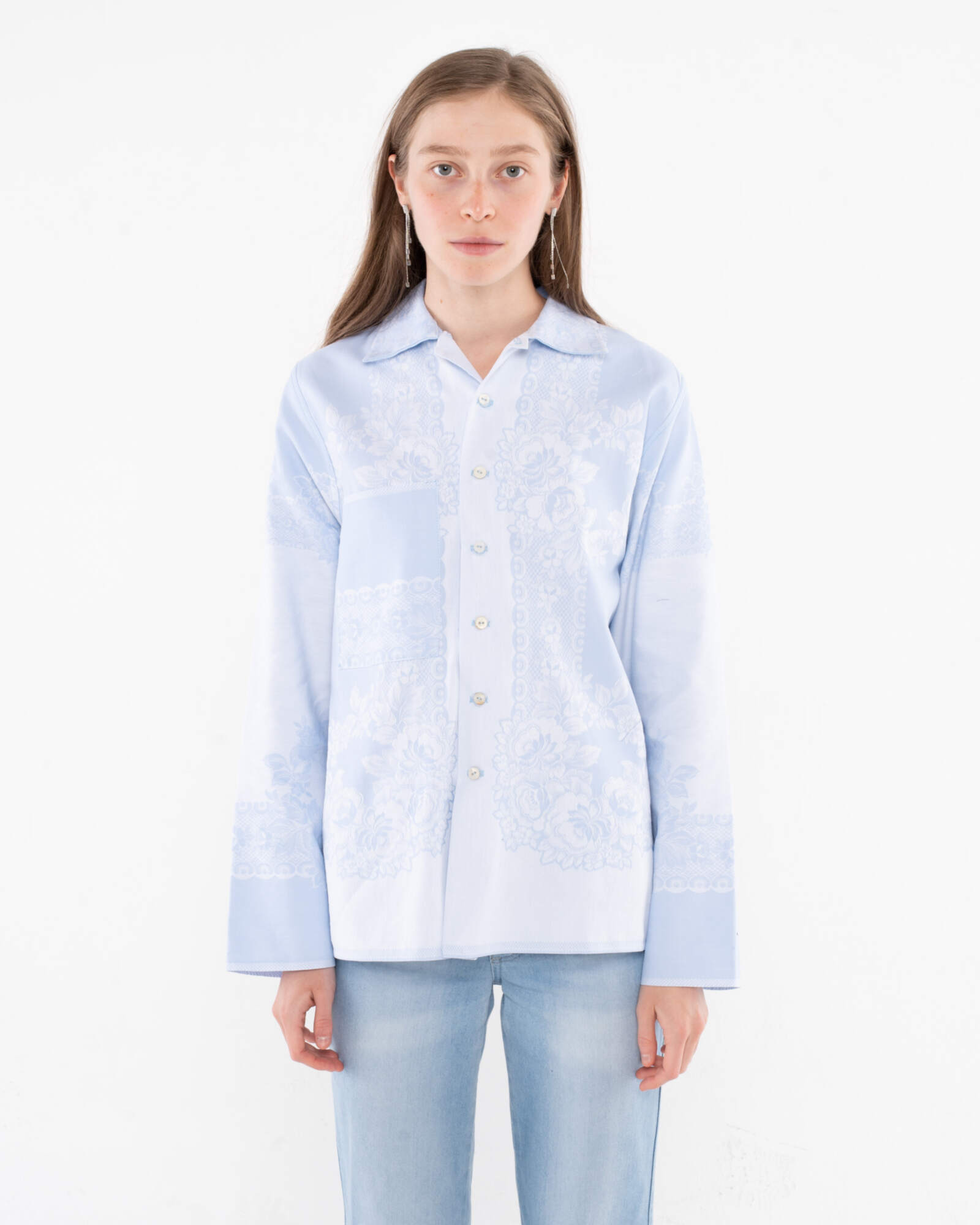 Tender Blue Shirt (сшита в одном экземпляре из антикварной скатерти, периода 1970х)
