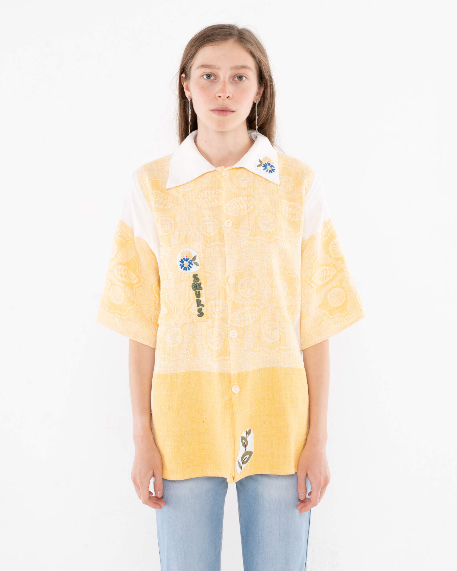 Pale Yellow Shirt  (сшита в одном экземпляре из антикварной скатерти, периода 1980х)