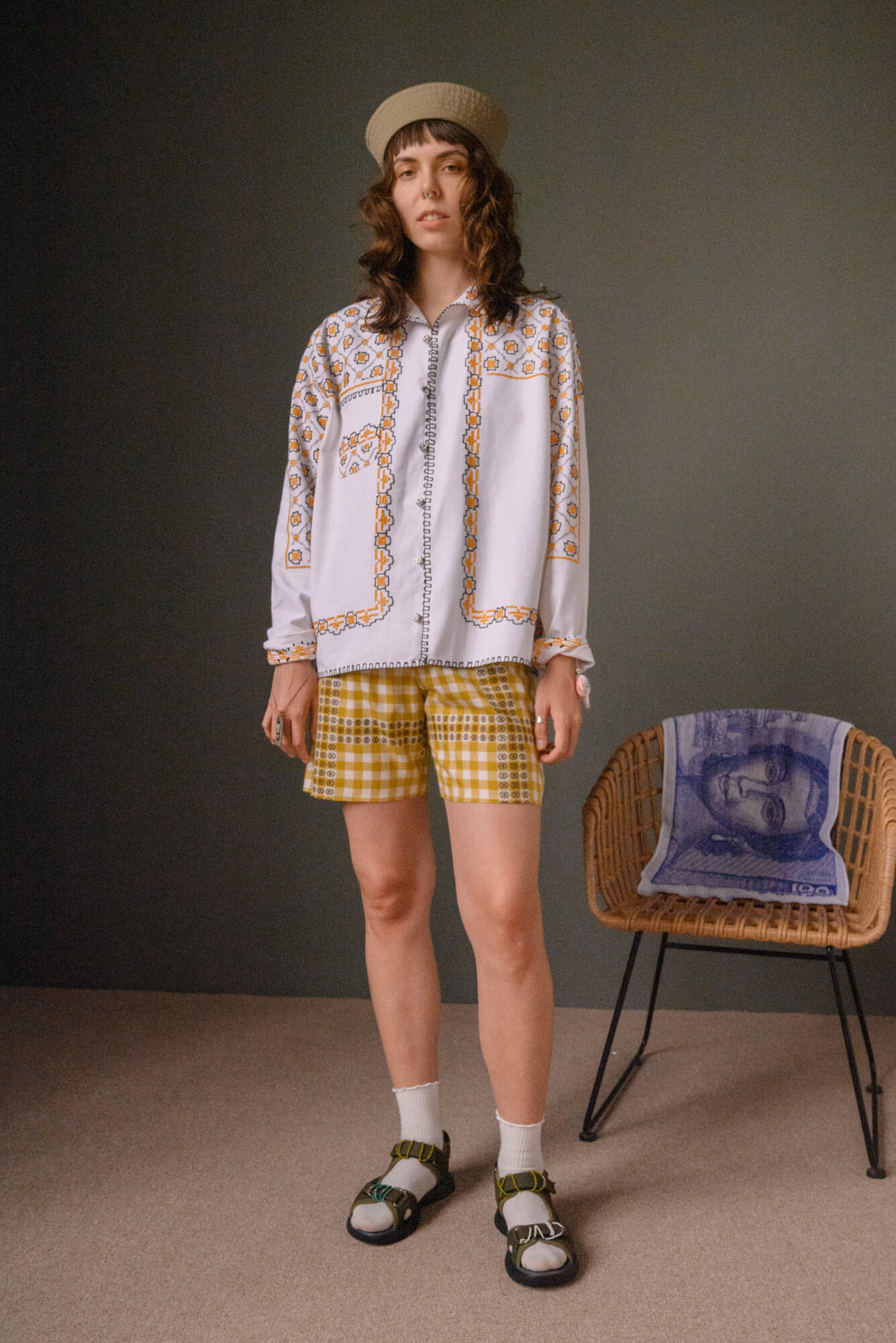 SOEURS Рубашка Расшитая Повторяющимися Узорами/Golden Net Long Sleeve Shirt