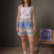 SOEURS Шорты с Голубым Расшитым Узором/Blue Embroidery Shorts SOEURS Шорты с Голубым Расшитым Узором/Blue Embroidery Shorts